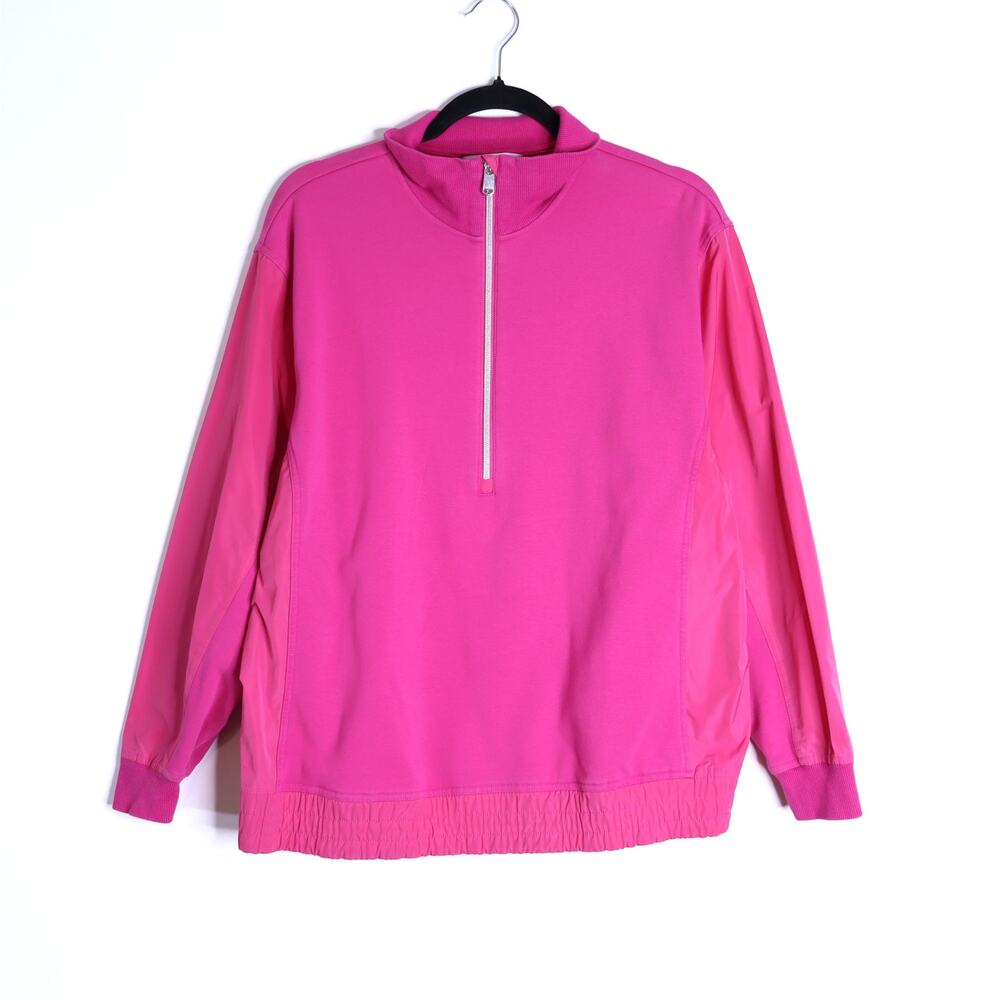 ATHLETA Triumph Hybrid Half Zip Sweatshirt Salvia Pink Oversized Women's M